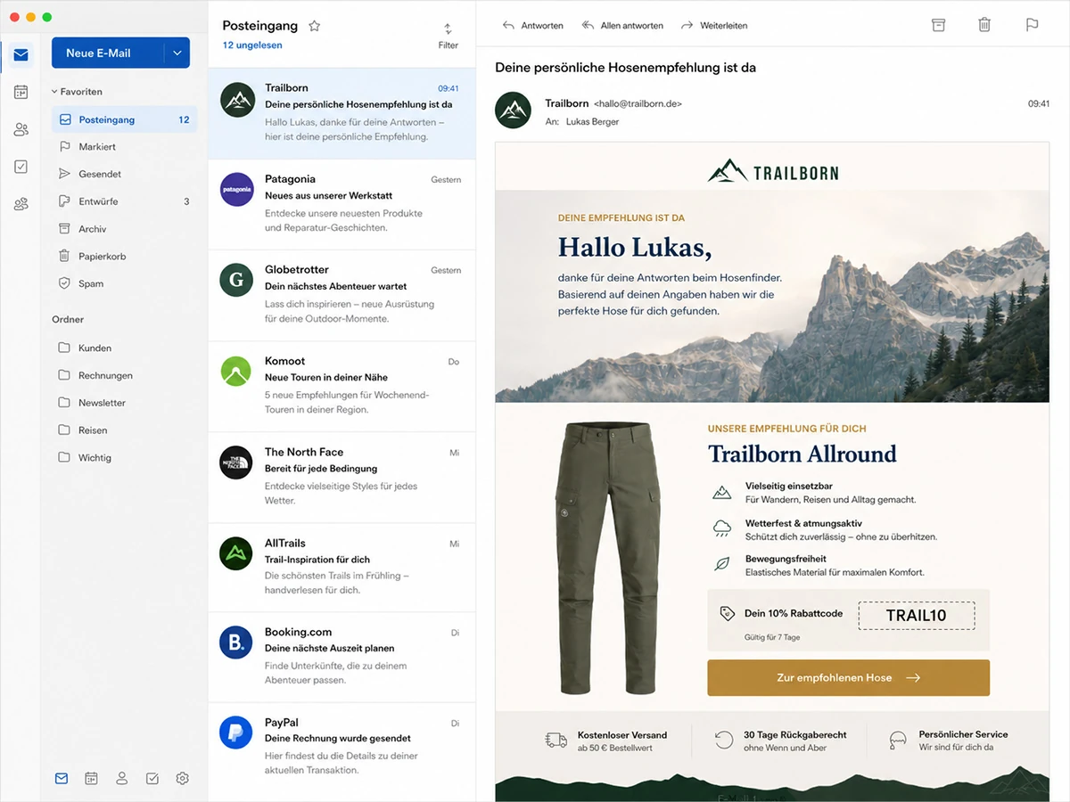 Mockup der ersten Nurturing-E-Mail