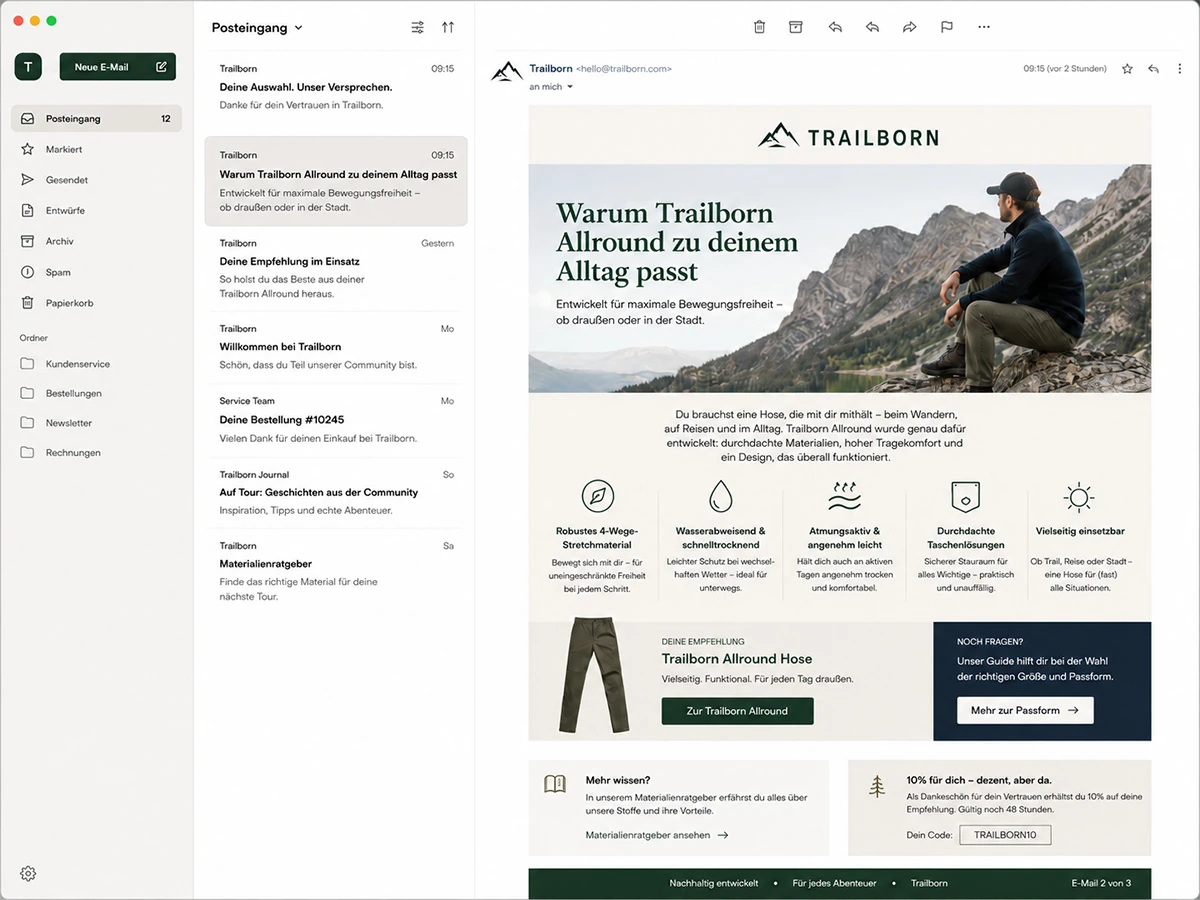 Mockup der zweiten Nurturing-E-Mail